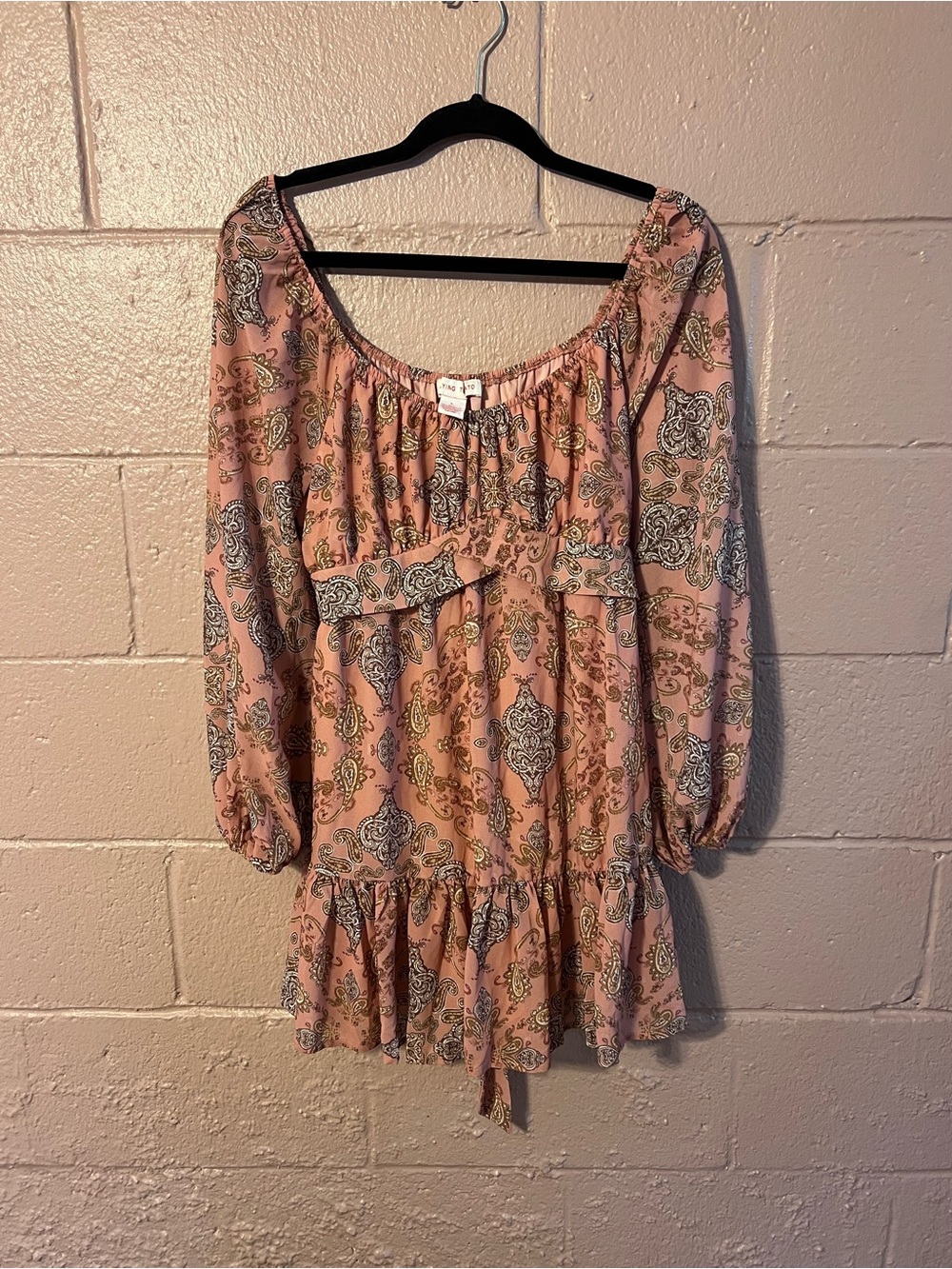 Women’s Pink Paisley Peasant Blouse
